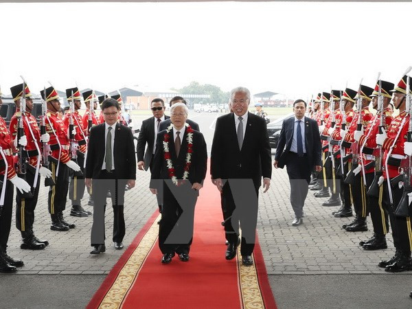 Inicia máximo dirigente partidista de Vietnam visita oficial a Indonesia ảnh 1 Inicia máximo dirigente partidista de Vietnam visita oficial a Indonesia ảnh 1