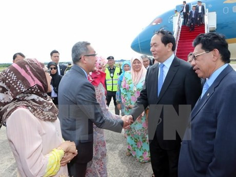 Presidente vietnamita llega a Brunei para visita estatal ảnh 1 Presidente vietnamita llega a Brunei para visita estatal ảnh 1