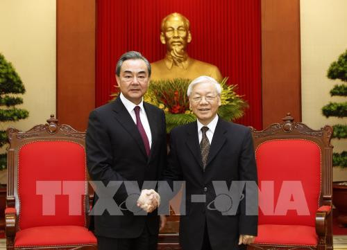 Máximo dirigente partidista de Vietnam recibe al canciller chino ảnh 1 Máximo dirigente partidista de Vietnam recibe al canciller chino ảnh 1