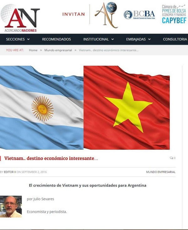 Prensa argentina destaca éxitos económicos vietnamitas ảnh 1