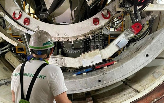 Ponen a prueba tuneladora de ferrocarril urbano Nhon-Estación Hanoi ảnh 1