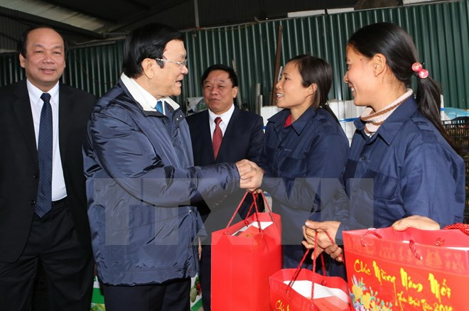 Visita presidente de Vietnam provincias norteñas en ocasión del Tet ảnh 1 Visita presidente de Vietnam provincias norteñas en ocasión del Tet ảnh 1