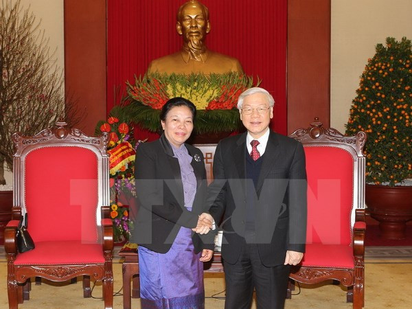 Líder partidista vietnamita reafirma solidaridad especial Vietnam - Laos ảnh 1 Líder partidista vietnamita reafirma solidaridad especial Vietnam - Laos ảnh 1