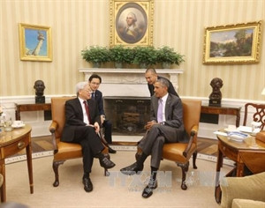 Líder partidista vietnamita conversa con presidente Barack Obama ảnh 1  Líder partidista vietnamita conversa con presidente Barack Obama ảnh 1