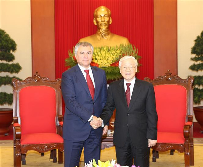 Máximo dirigente político de Vietnam recibe a presidente de Duma Estatal de Rusia ảnh 1 Máximo dirigente político de Vietnam recibe a presidente de Duma Estatal de Rusia ảnh 1