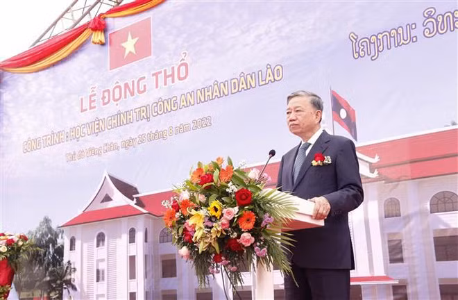 Inician construcción de la Academia Política, regalo especial de Vietnam a Laos ảnh 1