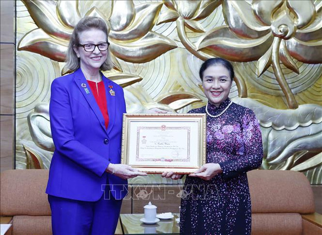 Entregan medalla conmemorativa de amistad a representante de PNUD en Vietnam ảnh 2 Entregan medalla conmemorativa de amistad a representante de PNUD en Vietnam ảnh 2