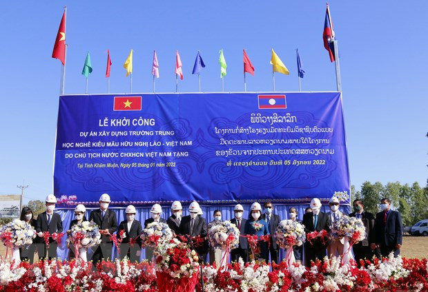 Comienza construcción de escuela vocacional de amistad Laos-Vietnam ảnh 1
