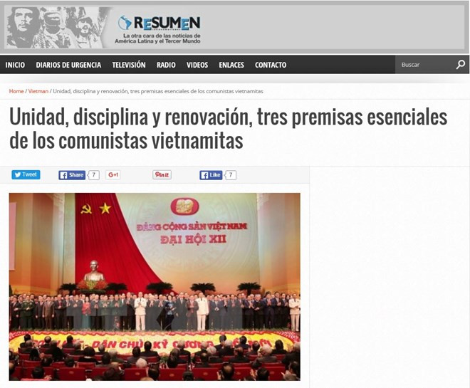 Medio de comunicación argentino elogia éxito del Congreso del PCV ảnh 1 Medio de comunicación argentino elogia éxito del Congreso del PCV ảnh 1