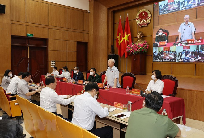 Máximo dirigente del PCV se reúne con votantes en Hanoi ảnh 2 Máximo dirigente del PCV se reúne con votantes en Hanoi ảnh 2