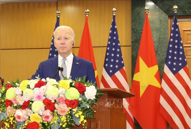 Discurso a prensa del presidente Joseph Biden tras conversaciones con máximo dirigente partidista vietnamita ảnh 1 Discurso a prensa del presidente Joseph Biden tras conversaciones con máximo dirigente partidista vietnamita ảnh 1