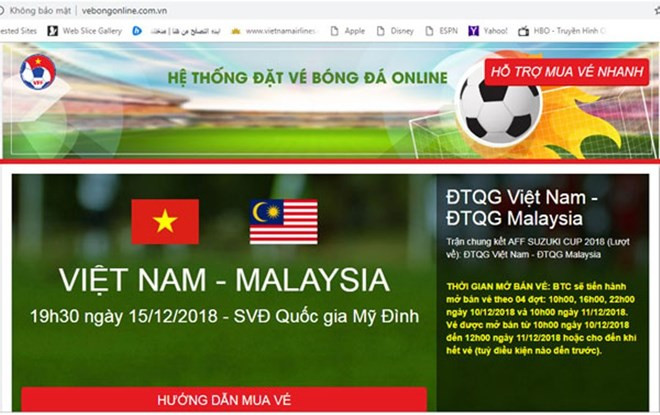 Detectan sitio web falso vendiendo entradas finales de AFF Suzuki Cup ảnh 1 Detectan sitio web falso vendiendo entradas finales de AFF Suzuki Cup ảnh 1
