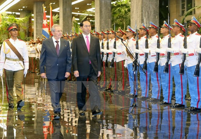 Presidentes de Vietnam y Cuba destacan avances en relaciones bilaterales ảnh 1 Presidentes de Vietnam y Cuba destacan avances en relaciones bilaterales ảnh 1
