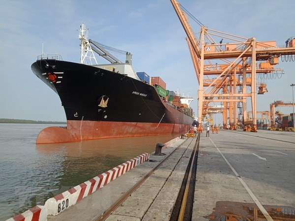 Gigantesco buque portacontenedores de Singapur arriba al puerto de Hai Phong ảnh 1