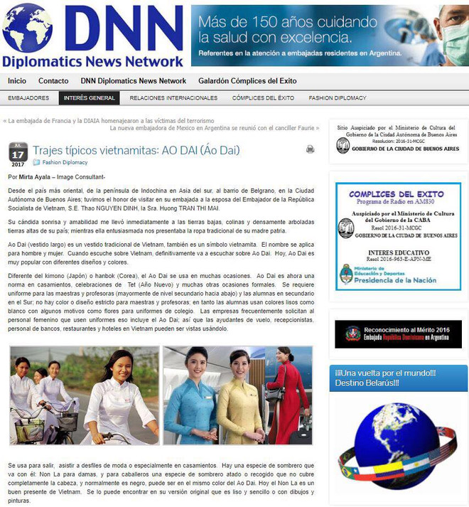 Revista argentina destaca belleza del traje tradicional vietnamita Ao dai ảnh 1 Revista argentina destaca belleza del traje tradicional vietnamita Ao dai ảnh 1
