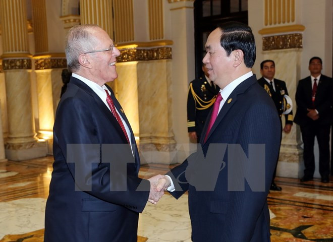Presidentes de Vietnam y Perú discuten el fortalecimiento de lazos binacionales ảnh 1 Presidentes de Vietnam y Perú discuten el fortalecimiento de lazos binacionales ảnh 1
