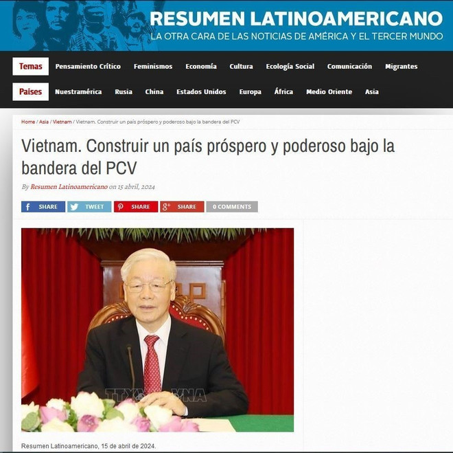 Prensa argentina publica artículo escrito por el Secretario General Nguyen Phu Trong ảnh 1 Prensa argentina publica artículo escrito por el Secretario General Nguyen Phu Trong ảnh 1
