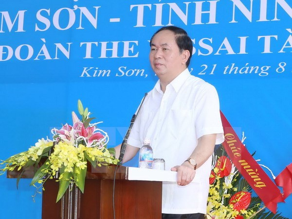 Presidente de Vietnam testimonia reinauguración de antigua escuela en Ninh Binh ảnh 1 Presidente de Vietnam testimonia reinauguración de antigua escuela en Ninh Binh ảnh 1
