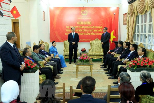 Presidente de Vietnam visita Embajada de su país en El Cairo ảnh 1 Presidente de Vietnam visita Embajada de su país en El Cairo ảnh 1
