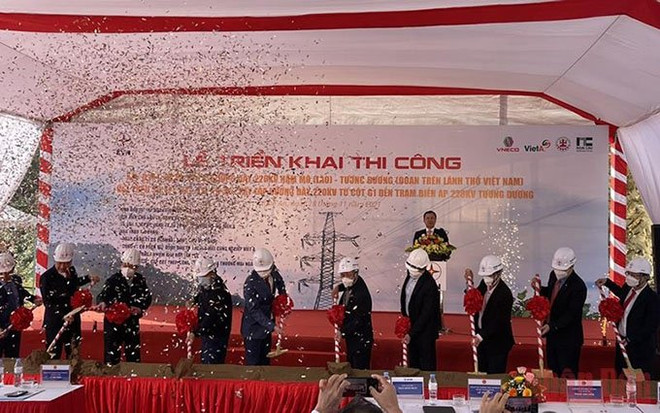 Inician construcción de la línea de transmisión eléctrica entre Laos y Vietnam ảnh 1