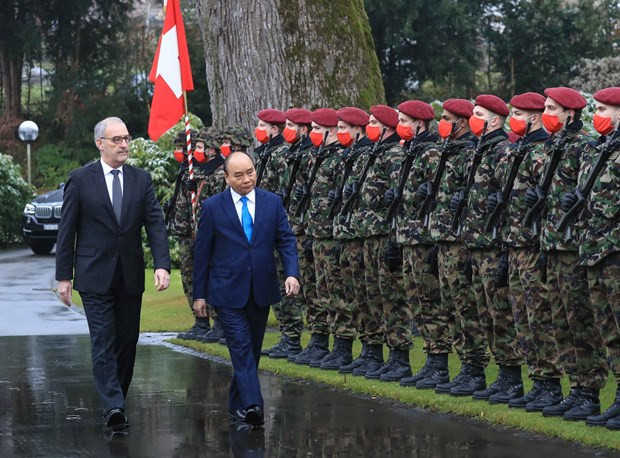 Presidente suizo preside acto de recibimiento a homólogo vietnamita ảnh 1 Presidente suizo preside acto de recibimiento a homólogo vietnamita ảnh 1