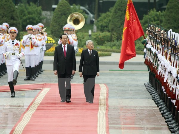 Presidente de Vietnam recibe a Emperador de Japón ảnh 1