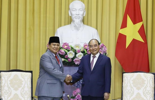 Presidente vietnamita recibe al ministro indonesio de Defensa ảnh 1 Presidente vietnamita recibe al ministro indonesio de Defensa ảnh 1