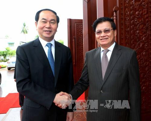 Presidente de Vietnam dialoga con líderes laosianos ảnh 1 Presidente de Vietnam dialoga con líderes laosianos ảnh 1