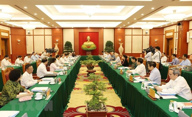 Máximo dirigente partidista preside reunión sobre preparativos de asamblea de Ciudad Ho Chi Minh ảnh 1 Máximo dirigente partidista preside reunión sobre preparativos de asamblea de Ciudad Ho Chi Minh ảnh 1
