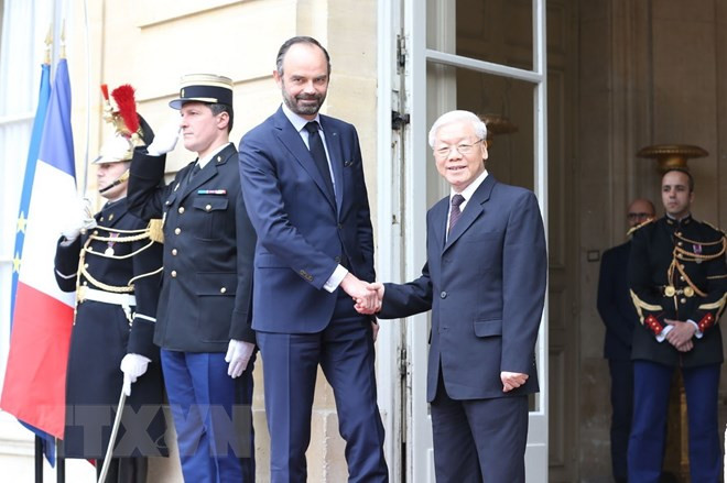 Máximo dirigente partidista de Vietnam se reúne con primer ministro francés ảnh 1 Máximo dirigente partidista de Vietnam se reúne con primer ministro francés ảnh 1