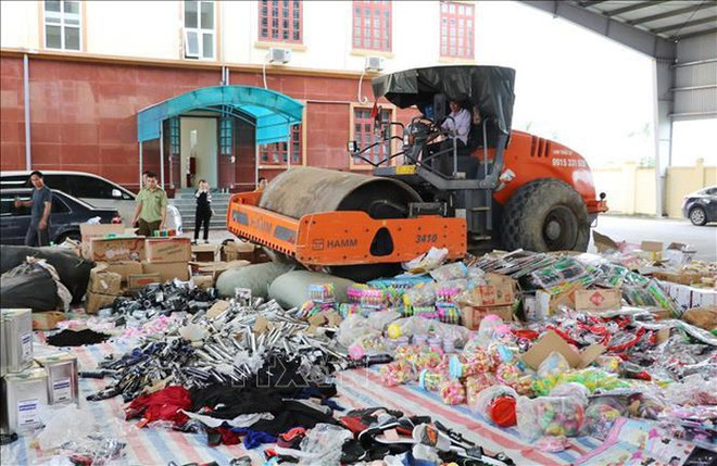 Provincia Vietnamita Ninh Binh destruye gran cantidad de bienes ilegales ảnh 1 Provincia Vietnamita Ninh Binh destruye gran cantidad de bienes ilegales ảnh 1