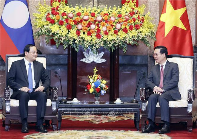 Presidente vietnamita se reúne con primer ministro laosiano ảnh 1 Presidente vietnamita se reúne con primer ministro laosiano ảnh 1