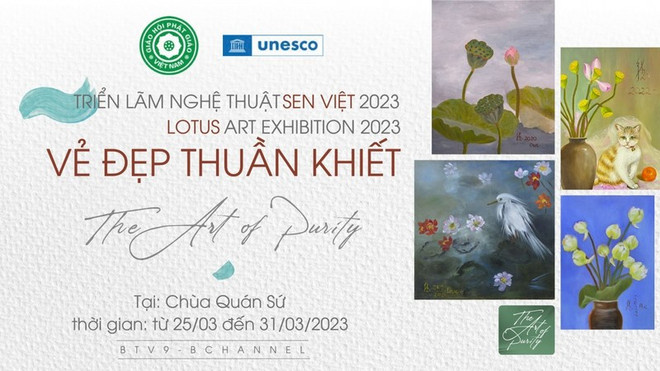 Exposición de pinturas sobre loto difunde valores del budismo ảnh 1 Exposición de pinturas sobre loto difunde valores del budismo ảnh 1