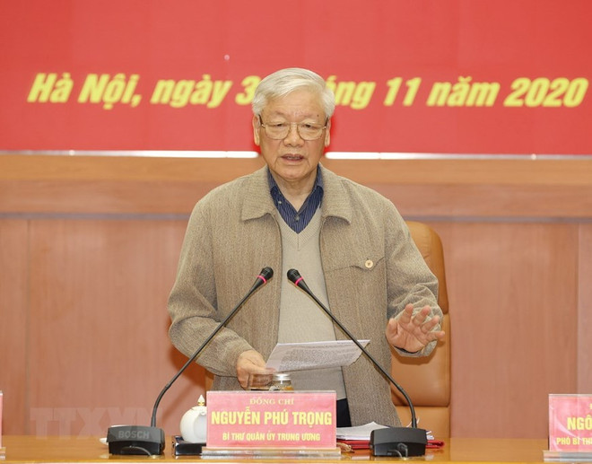 Máximo dirigente vietnamita asiste a reunión de Comisión Militar Central ảnh 1 Máximo dirigente vietnamita asiste a reunión de Comisión Militar Central ảnh 1