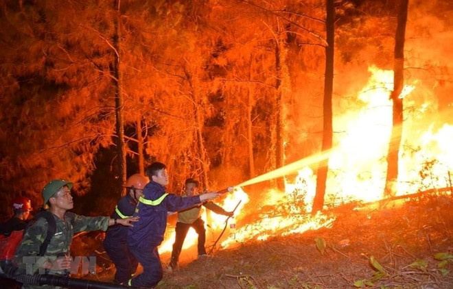 Se enfrasca Vietnam en controlar grave incendio forestal en provincia central ảnh 1 Se enfrasca Vietnam en controlar grave incendio forestal en provincia central ảnh 1
