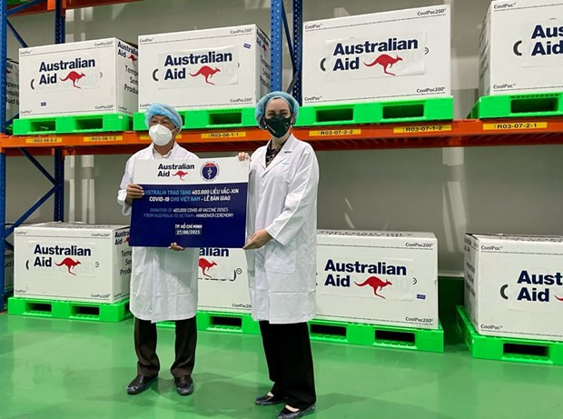 Recibe Vietnam 403 mil dosis de vacunas contra COVID-19 donadas por Australia ảnh 1 Recibe Vietnam 403 mil dosis de vacunas contra COVID-19 donadas por Australia ảnh 1