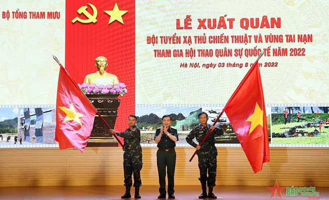 Celebran ceremonia de despedida a la delegación vietnamita a Juegos Militares 2022 ảnh 1