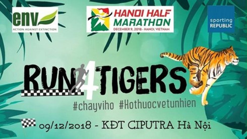 Centenares de personas participan en el maratón “Corre por Tigres” en Hanoi ảnh 1 Centenares de personas participan en el maratón “Corre por Tigres” en Hanoi ảnh 1