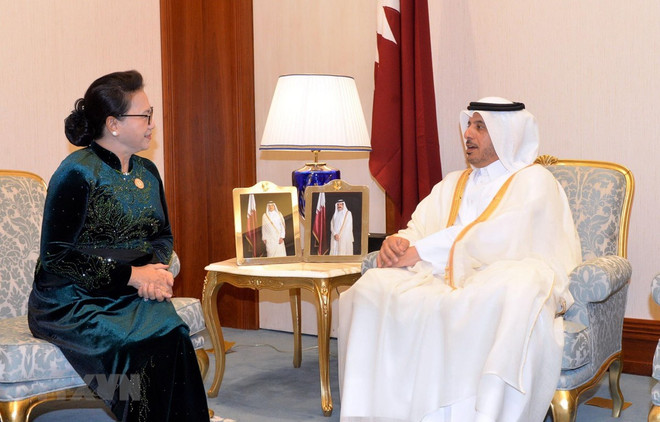 Presidenta parlamentaria vietnamita se reúne con premier qatarí ảnh 1