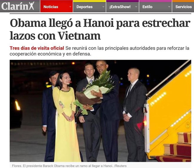 Medios de comunicación argentinos resaltan actividades de Obama en Hanoi ảnh 1 Medios de comunicación argentinos resaltan actividades de Obama en Hanoi ảnh 1