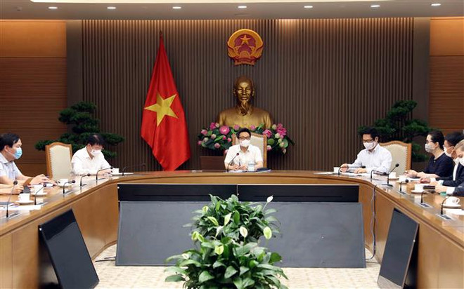 Vicepremier de Vietnam recibe a empresas donantes a fondo nacional de vacunación contra COVID-19 ảnh 1