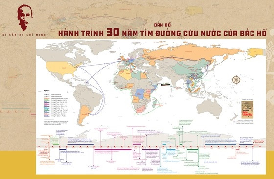 Lanzan mapa del viaje del Tío Ho para buscar el camino de salvación nacional ảnh 1 Lanzan mapa del viaje del Tío Ho para buscar el camino de salvación nacional ảnh 1