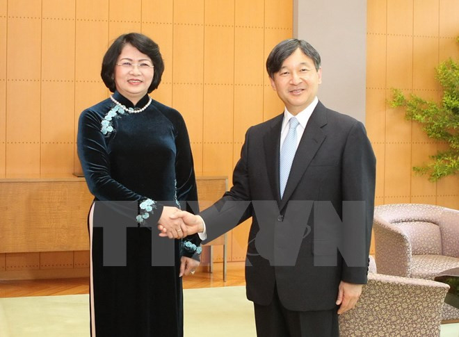 Vicepresidenta vietnamita recibida por Emperador Akihito de Japón ảnh 1 Vicepresidenta vietnamita recibida por Emperador Akihito de Japón ảnh 1
