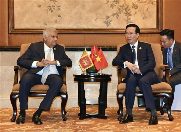 Presidente vietnamita se reúne con su homólogo de Sri Lanka en Beijing ảnh 1 Presidente vietnamita se reúne con su homólogo de Sri Lanka en Beijing ảnh 1