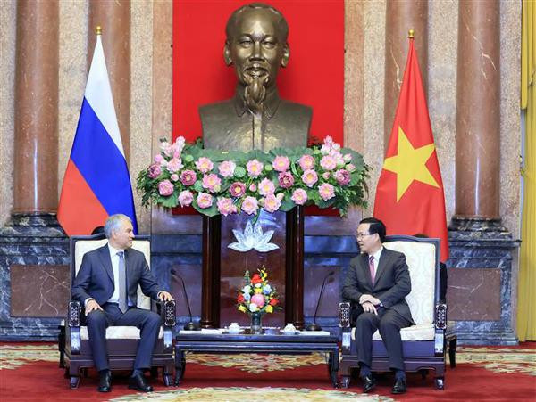 Presidente de Vietnam recibe a titular de Duma Estatal de Rusia ảnh 2 Presidente de Vietnam recibe a titular de Duma Estatal de Rusia ảnh 2