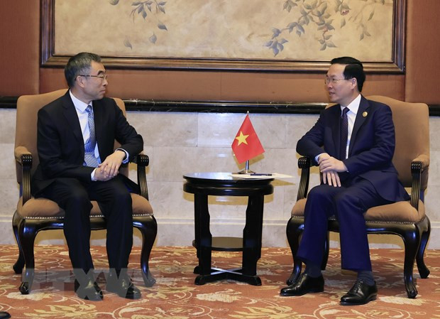 Presidente de Vietnam recibe a ejecutivos de grandes grupos chinos ảnh 1 Presidente de Vietnam recibe a ejecutivos de grandes grupos chinos ảnh 1