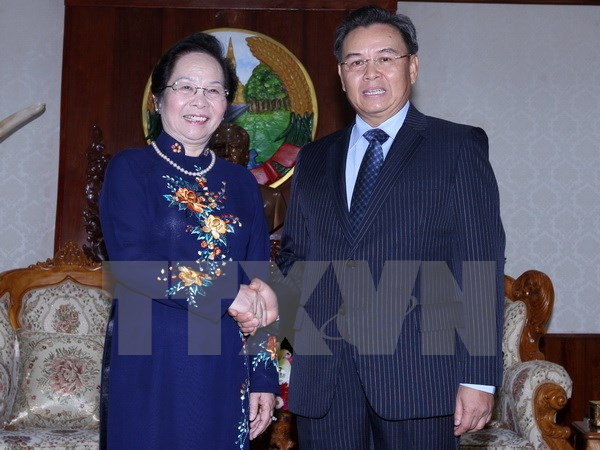 Vicepresidenta vietnamita se reúne con dirigente parlamentario de Laos ảnh 1 Vicepresidenta vietnamita se reúne con dirigente parlamentario de Laos ảnh 1
