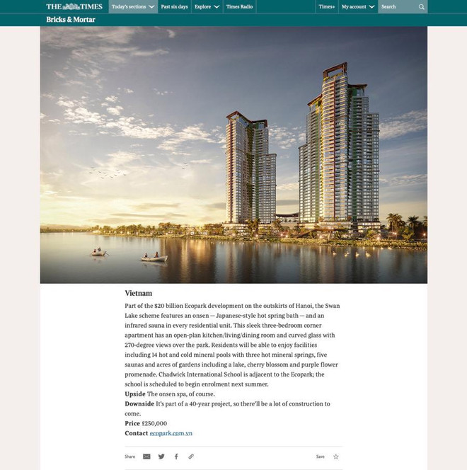 Medios internacionales alaban complejo de aguas termales en proyecto inmobiliario de Vietnam ảnh 2 Medios internacionales alaban complejo de aguas termales en proyecto inmobiliario de Vietnam ảnh 2