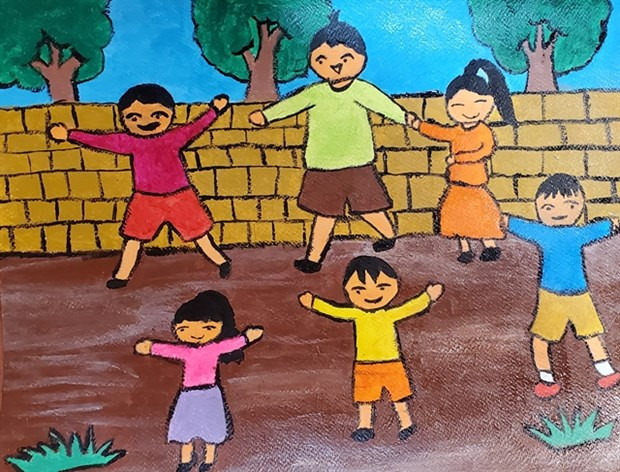 Exhibición de pinturas en Hanoi refleja sueños de niños menos favorecidos ảnh 1 Exhibición de pinturas en Hanoi refleja sueños de niños menos favorecidos ảnh 1
