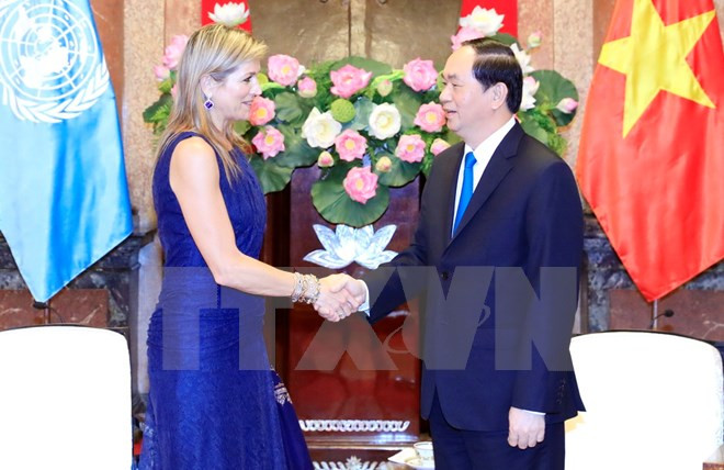 Presidente de Vietnam recibe a Reina Máxima de Países Bajos ảnh 1 Presidente de Vietnam recibe a Reina Máxima de Países Bajos ảnh 1